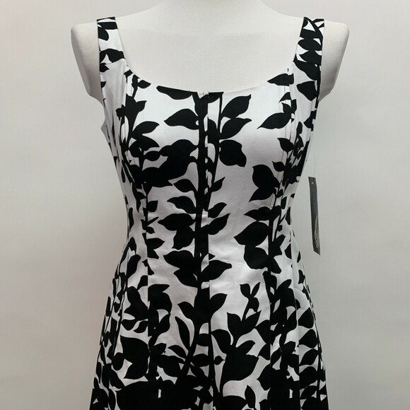 Nine West Women's Dress 6 Black White Purple Multicolor Sleeveless Floral NWT - Picture 2 of 8
